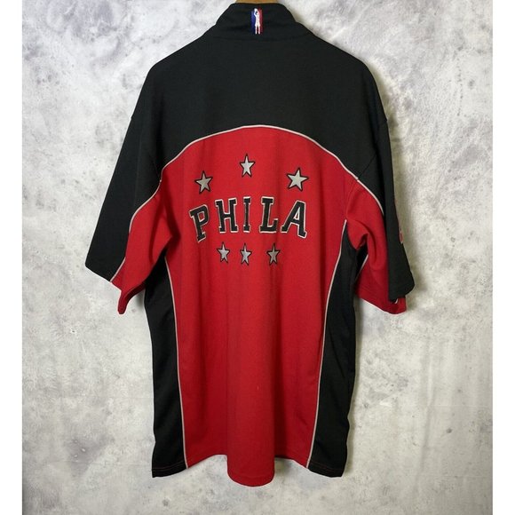 Philadelphia 76ers Shooting Jersey Mens 2XL Red Snap Embroidered Basketball - Picture 1 of 9